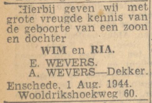 Wooldrikshoekweg 60 E. Wevers advertentie Twentsch nieuwsblad 2-8-1944.jpg