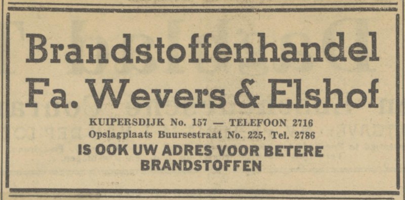 Kuipersdijk 157 Brandstoffenhandel Fa. Wevers & Elshof advertentie Tubantia 14-9-1946.jpg