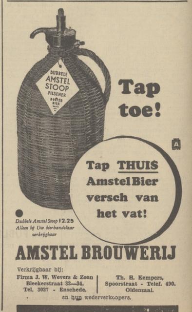 Blekerstraat 32 J.W. Wevers & Zoon advertentie Tubantia 28-10-1937.jpg