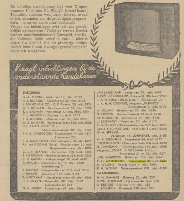 Tubantiasingel 37 H.G. Wiederhold advetentie Tubantia 4-2-1938.jpg