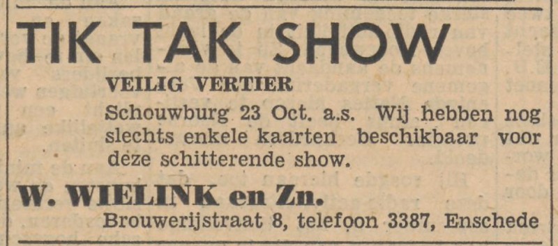 Brouwerijstraat W. Wielink en Zn. advertentie Tubantia 16-10-1956.jpg