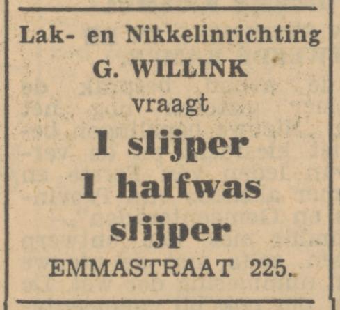 Emmastraat 225 G. Willink Lak- en Nikkelinrichting advertentie Tubantia 23-5-1951.jpg