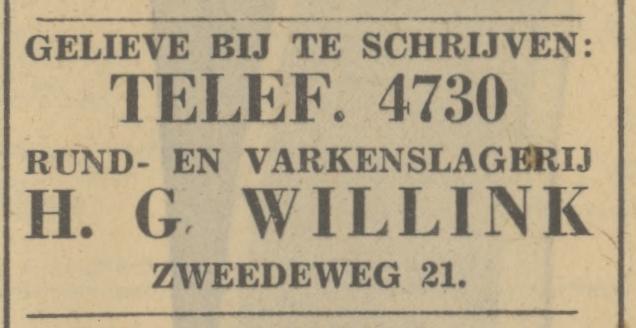 Zwedeweg 21 Rubd- en Varkensslagerij H.G. Willink advertentie Tubantia 18-5-1935.jpg