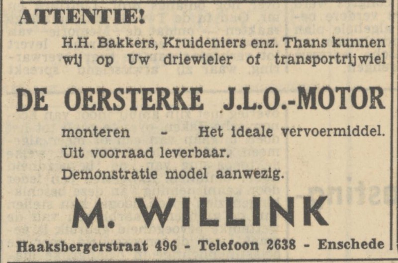 Haaksbergerstraat 496 M. Willink advertentie Tubantia 9-8-1951.jpg