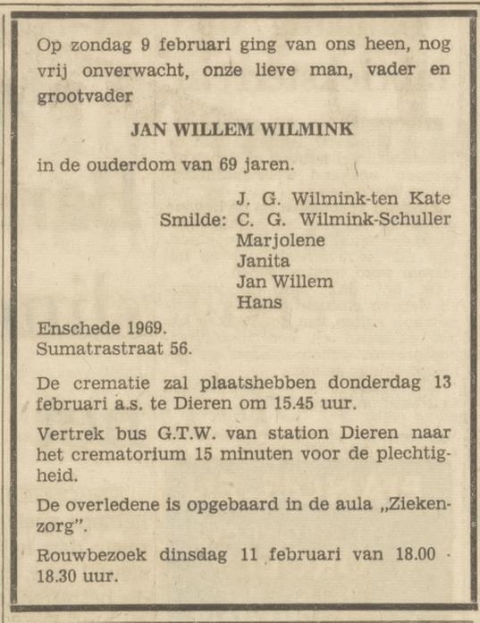 Sumatrastraat 56 J.W. Wilmink overlijdensadvertie Tubantia 11-2-1969.jpg