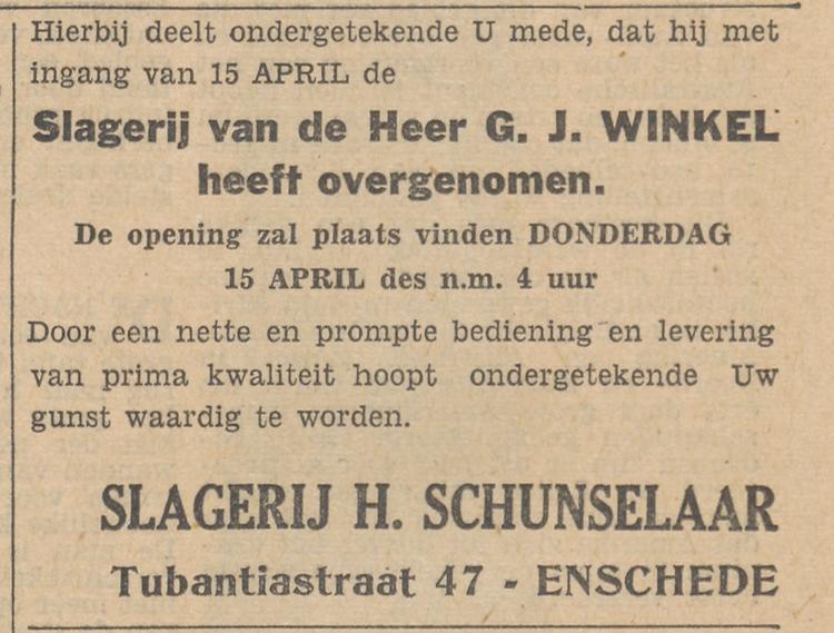 Tubantiastraat 47 slagerij G.J. Winkel advertentie Tubantia 14-4-1954.jpg