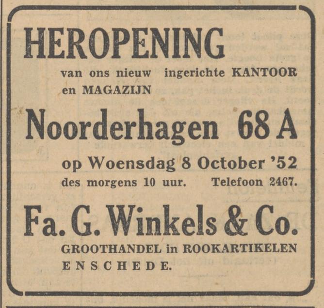 Noorderhagen 68A Fa. G. Winkels & Co. advertentie Tubantia 7-10-1952.jpg