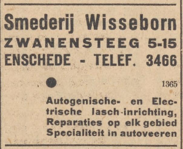 Zwanensteeg 5-15 smederij Wisseborn advertentie Nieuw Israelietisch weekblad 2-8-1940.jpg