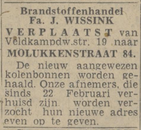 Molukkenstraat 84 Brandstoffenhandel Fa. J. Wissink advertentie Twentsch nieuwsblad 4-5-1944.jpg