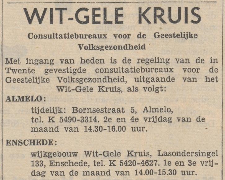 Lasondersingel 133 wit gele kruis advertentie Tubantia 15-3-1958.jpg
