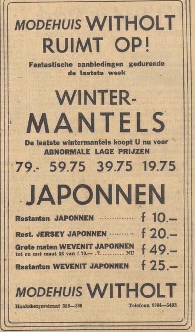 Haaksbergerstraat 360 modehuis Witholt advertentie Tubantia 24-1-1958.jpg