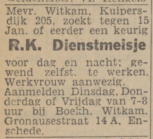 Kuipersdijk 205 Mevr. Witkam advertentie Twentsch nieuwsblad 30-11-1942.jpg