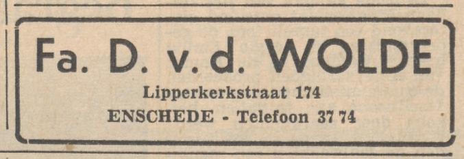 Lipperkerkstraat 174 Fa. D. v.d. Wolde advertentie Tubantia 8-7-1960.jpg
