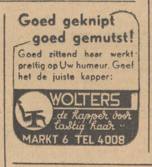 Markt 6  Wolters herenkapper advertentie Tubantia 3-6-1947.jpg