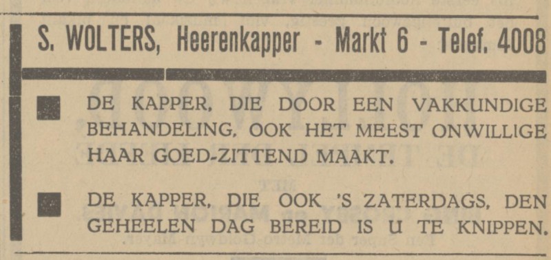 Markt 6 S. Wolters herenkapper advertentie Tubantia 20-6-1935.jpg