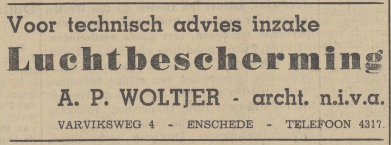 Varviksweg 4 A.P. Woltjer architect advertentie Tubantia 13-9-1939.jpg