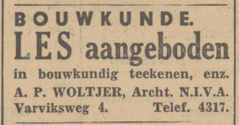 Varviksweg 4 A.P. Woltjer architect advertentie Tubantia 20-11-1934.jpg