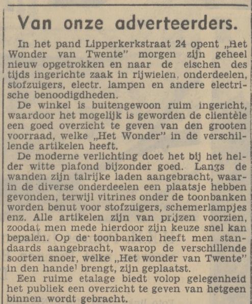 Lipperkerkstraat 24 Het Wonder van Twente krantenbericht Tubantia 13-5-1938.jpg