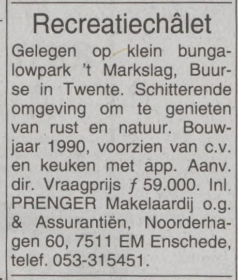 Noorderhagen 60 Prenger Makelaardij o.g. & Assurantiën advertentie De Telegraaf 23-6-1993.jpg