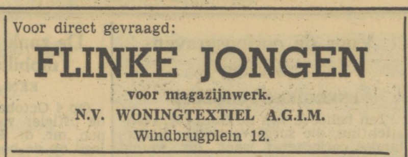 Windbrugplein 12 woningtextiel AGIM advertentie Tubantia 8-6-1950.jpg