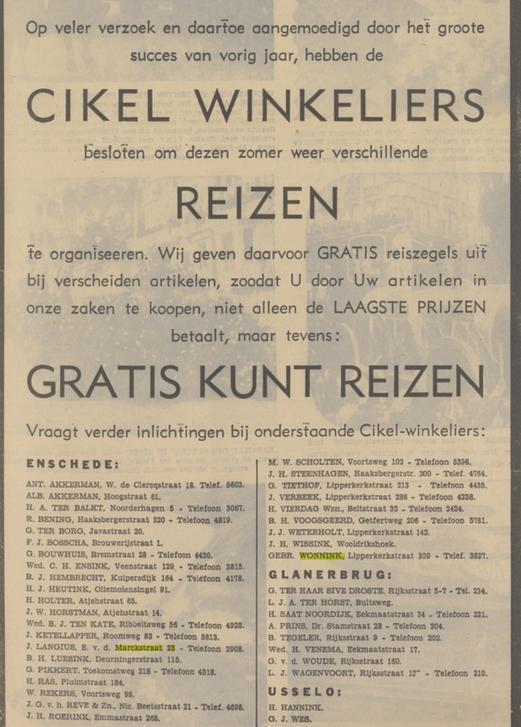 Everhardt van der Marckstraat filissl Cikel Winkel advertentie Tubantia 1-3-1938.jpg