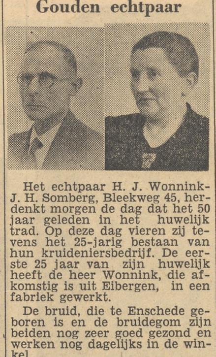 Bleekweg 45 kruideniersbedrijf Wonnink krantenbericht Tubantia 3-11-1955.jpg