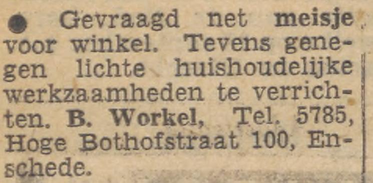Hoge Bothofstraat 100 B. Workel advertentie Tubantia 12-9-1959.jpg