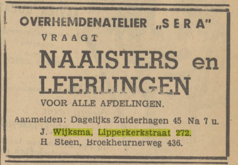 Lipperkerkstraat 272 J. Wijksma advertentie Tubantia 2-9-1948.jpg