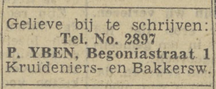 Begoniastrat 1 P. Yben kruideniers- en bakkerswaren advertentie Twentsch nieuwsblad 16-8-1943.jpg