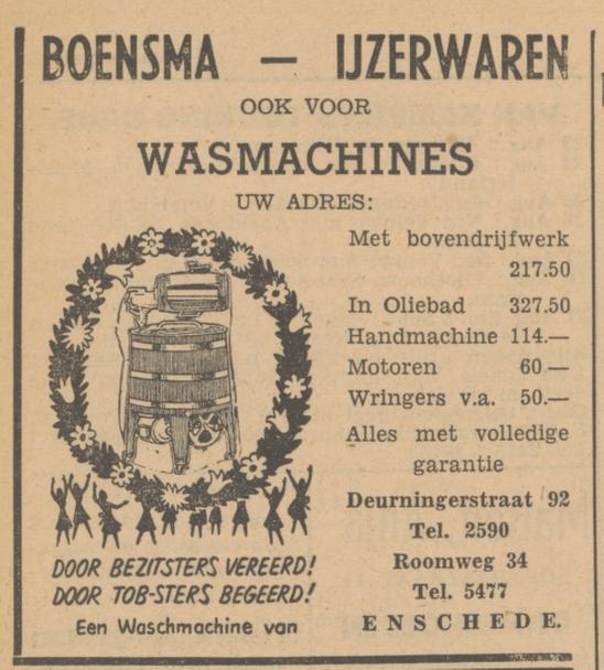 Deurningerstraat 92 Roomweg 34 Boensma advertentie Tubantia 121-8-1948.jpg