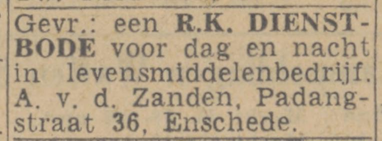 Padangstraat 36 Levensmiddelenbedrijf A. van der Zanden advertentie Twentsch nieuwsblad 15-8-1944.jpg