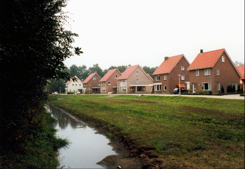 Pitruslaan Vrijstaande woningen met water en grasveld er voor omstreeks 1999.jpg