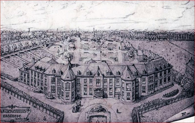 De Ruyterplein 1 Pentekening van het R.K. Ziekenhuis in 1912.jpg