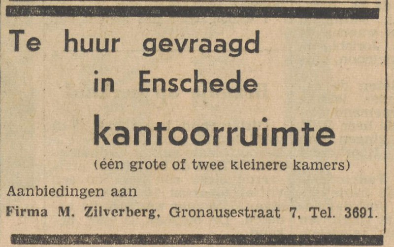 Gronausestraat 7 Firma M. Zilverberg advertentie Tubantia 23-4-1956.jpg