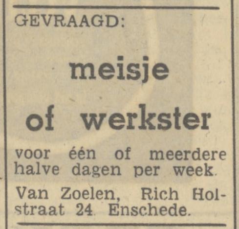 Richard Holstraat 24 van Zoelen advertentie Tubantia 8-4-1948.jpg
