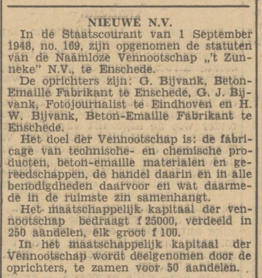 N.V. 't Zunneke fabricage betonemaille enz. krantenbericht Tubantia 18-9-1948.jpg