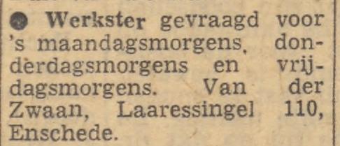 Laaressingel 110 van der Zwaan advertentie Tubantia 9-1-1958.jpg