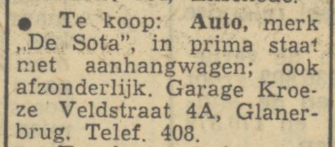 Veldstraat 4a Glanerbrug Garage Kroeze advertentie Tubantia 15-6-1950.jpg