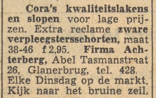 Abel Tasmanstraat 26 Glanerbrug Fa. Achterberg advertentie Tubantia 13-11-1954.jpg