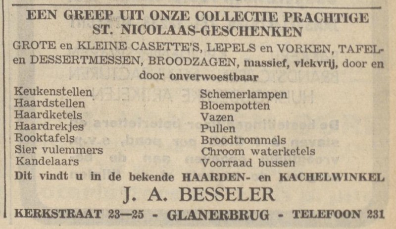 Kerkstraat 23-25 Haarden- en kachelwinkel J.A. Besseler advertentie Tubantia 30-11-1938.jpg