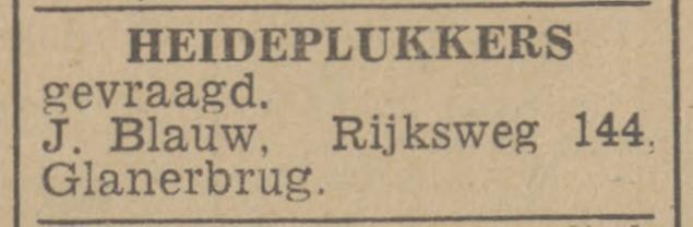 Rijksweg 144 Glanerbrug J. Blauw advertentie Twentsch nieuwsblad 29-3-1943.jpg