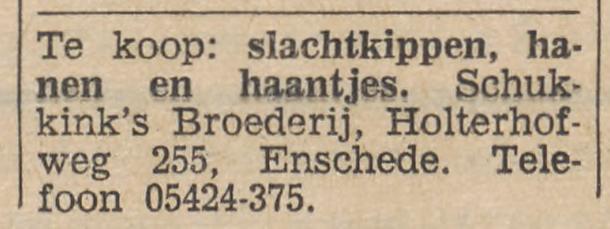 Holterhofweg 255 Broederij Schukkink advertentie Tubantia 18-12-1963.jpg