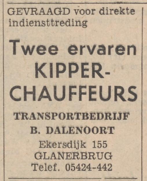 Ekersdijk 155 Transportbedrijf B. Dalenoort advertentie Tubantia 6-6-1963.jpg