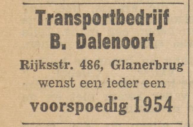 Rijksstraat 486 Transportbedrijf B. Dalenoort advertentie Tubantia 31-12-1953.jpg