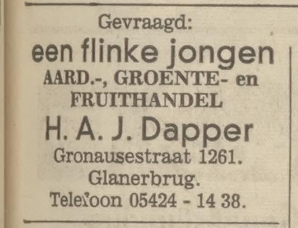 Gronausestraat 1261 groente- en fruithandel H.A.J. Dapper advertentie Tubantia 12-1-1968.jpg