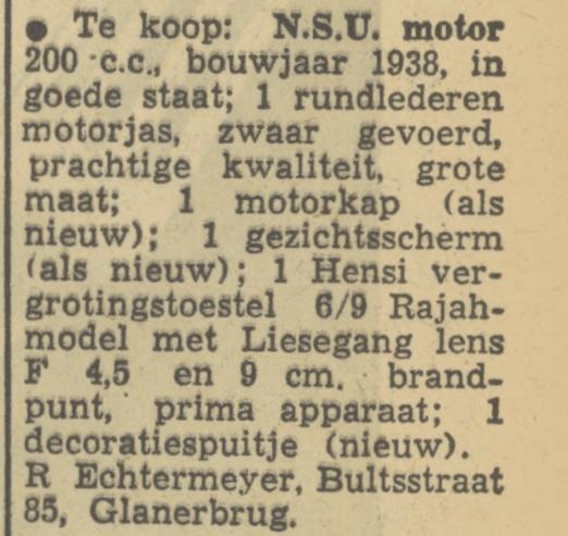 Bultsstraat 85 Glanerbrug R. Echtermeyer advertentie Tubantia 6-4-1950.jpg