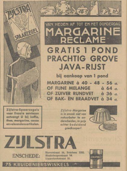 Haverstraat 36 Haaksbergerstraat 76 Lipperkerkstraat 32 Zijlstra kruidenierswinkel Advertentie. Tubantia 05-06-1931.jpg