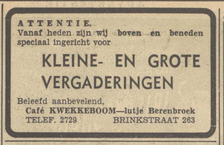 Brinkstraat 263 cafe Lutje Berenbroek advertentie Tubantia 18-10-1951.jpg
