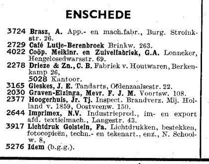 Oostveenweg 150 Tj. Hoogerhuis Jr. Inspecteur Brandverz.Mij. Holland v. 1859 Telfoongids 1950.jpg