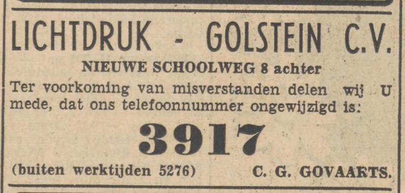 Nieuwe Schoolweg 8 achter Lichtdruk Golstein advertentie Tubantia 8-8-1953.jpg